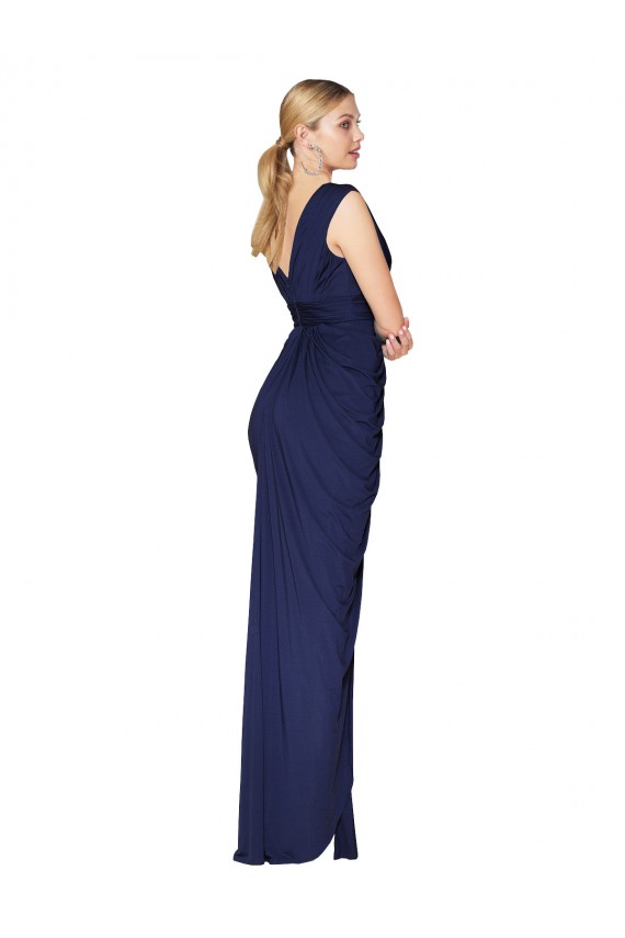 Fábrica de Costas em V Chiffon Decote V Comprimento Chão Sem Mangas Longo Vestidos de Madrinha / Vestidos de Noite / Vestidos de Festa