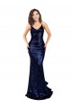 Fábrica de Criss Cruz Lantejoulas Decote V Comprimento Chão Sem Mangas Sereia Vestidos de Madrinha / Vestidos de Noite / Vestidos de Festa