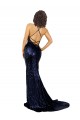 Fábrica de Criss Cruz Lantejoulas Decote V Comprimento Chão Sem Mangas Sereia Vestidos de Madrinha / Vestidos de Noite / Vestidos de Festa
