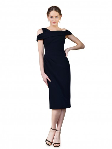 Fábrica de Crepe Esticado Fora do Ombro Comprimento Cocktail Sem Mangas Curto Vestidos de Madrinha / Vestidos de Noite / Vestidos de Festa
