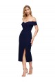 Fábrica de Crepe Esticado Fora do Ombro Comprimento Midi Sem Mangas Vestidos de Madrinha / Vestidos de Noite / Vestidos de Festa