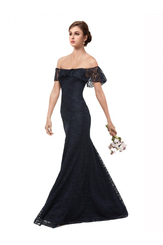 Fábrica de Renda Fora do Ombro Comprimento Chão Mangas Esvoaçantes Vestidos de Madrinha / Vestidos de Festa