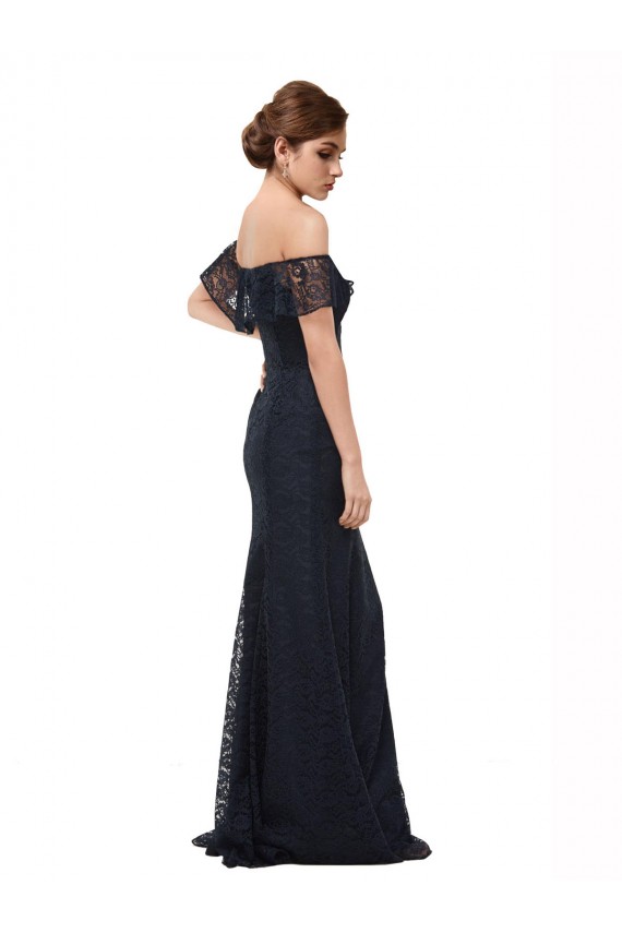 Fábrica de Renda Fora do Ombro Comprimento Chão Mangas Esvoaçantes Vestidos de Madrinha / Vestidos de Festa