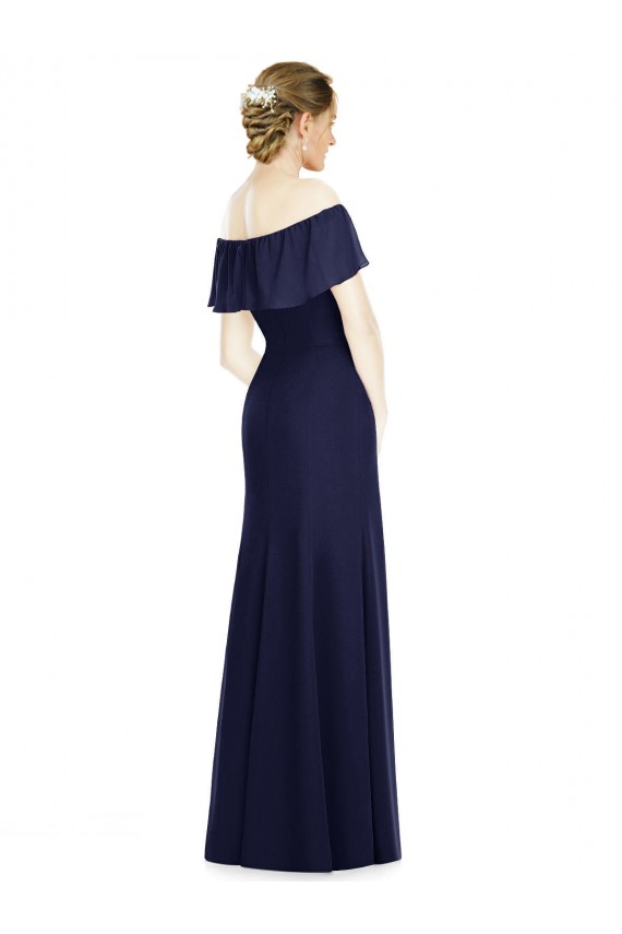 Fábrica de Chiffon Fora do Ombro Comprimento Chão Sem Mangas Trombeta Longo Vestidos de Madrinha