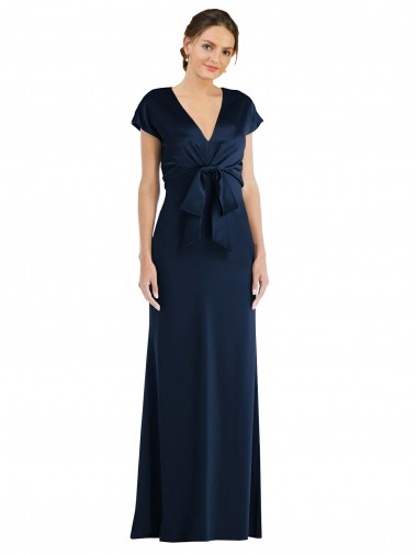 Fábrica de Buraco da fechadura Crepe Esticado Fora do Ombro Comprimento Chão Mangas Curtas Vestidos de Noite / Vestidos de Festa