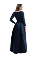Fábrica de Spandex Decote V Comprimento Chão Mangas Compridas Vestidos de Madrinha / Vestidos de Noite / Vestidos de Festa