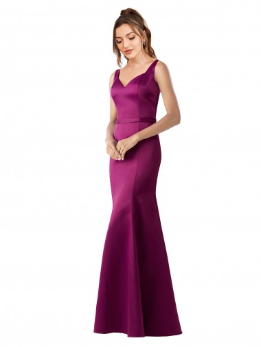 Fábrica de Abrir de volta Cetim Barco Comprimento Chão Sem Mangas Vestidos de Madrinha / Vestidos de Noite / Vestidos de Festa