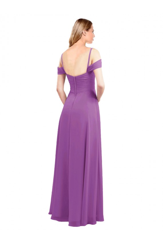 Fábrica de Chiffon Amor Comprimento Chão Ombro Frio Longo Vestidos de Madrinha