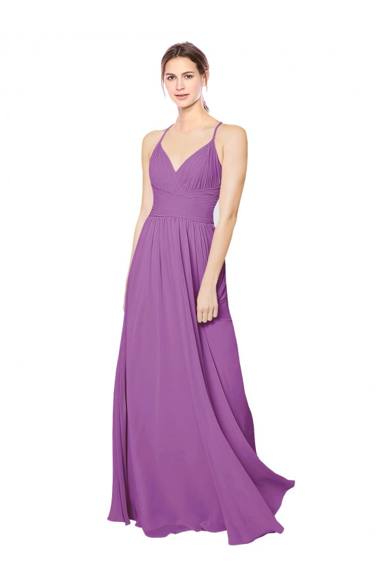 Fábrica de Criss Cruz Chiffon Amor Comprimento Chão Sem Mangas Vestidos de Madrinha