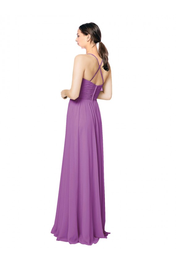 Fábrica de Criss Cruz Chiffon Amor Comprimento Chão Sem Mangas Vestidos de Madrinha