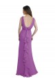 Fábrica de Lombar Chiffon Decote V Comprimento Chão Sem Mangas Narciso Vestidos de Madrinha