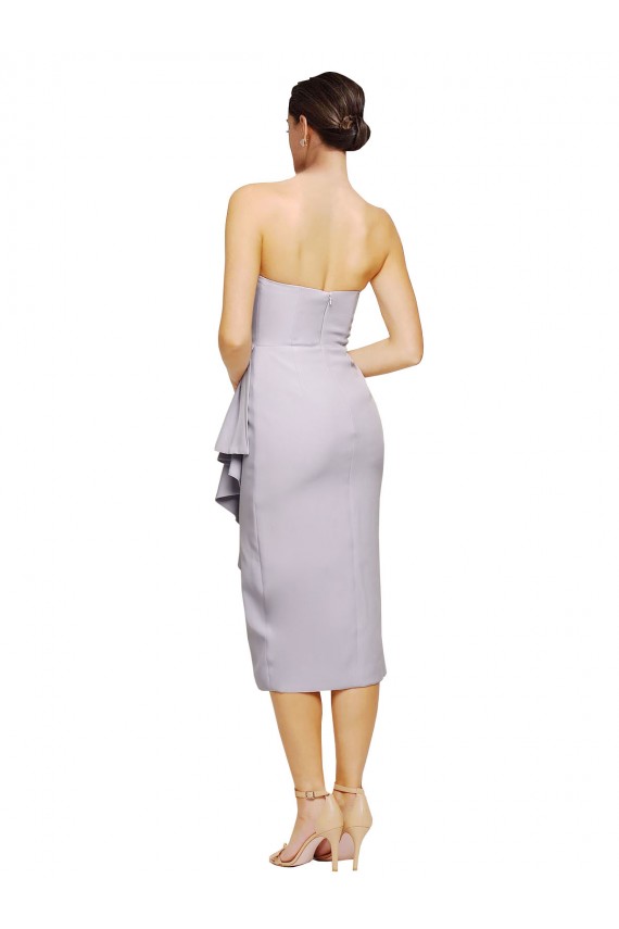 Fábrica de Lombar Crepe Esticado Sem alças Comprimento Cocktail Sem Mangas Vestidos de Madrinha / Vestidos de Noite / Vestidos de Festa