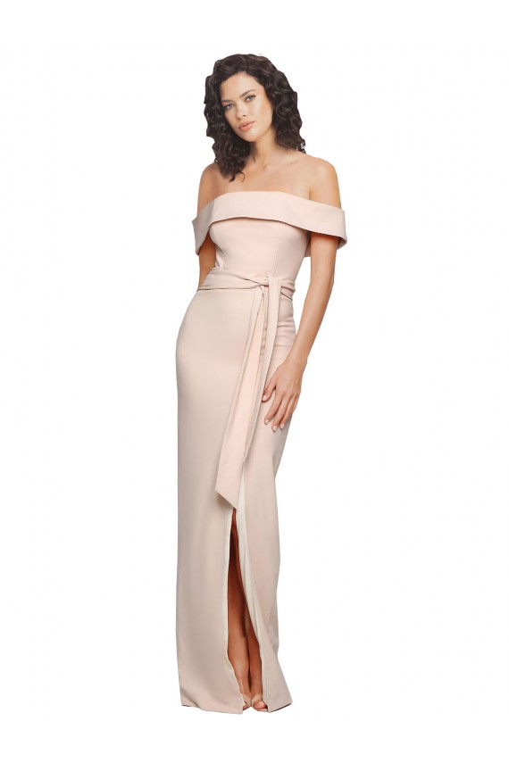 Fábrica de Lombar Crepe Esticado Fora do Ombro Comprimento Chão Sem Mangas Sereia Vestidos de Madrinha / Vestidos de Noite / Vestidos de Festa