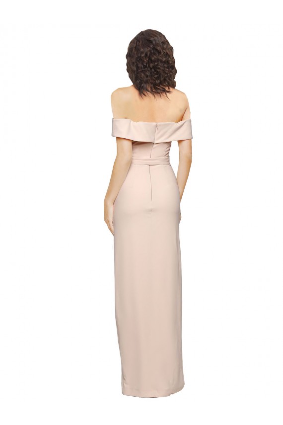 Fábrica de Lombar Crepe Esticado Fora do Ombro Comprimento Chão Sem Mangas Sereia Vestidos de Madrinha / Vestidos de Noite / Vestidos de Festa