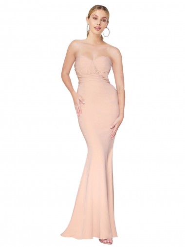 Fábrica de Crepe Esticado Amor Comprimento Chão Sem Mangas Sereia Vestidos de Madrinha / Vestidos de Noite / Vestidos de Festa