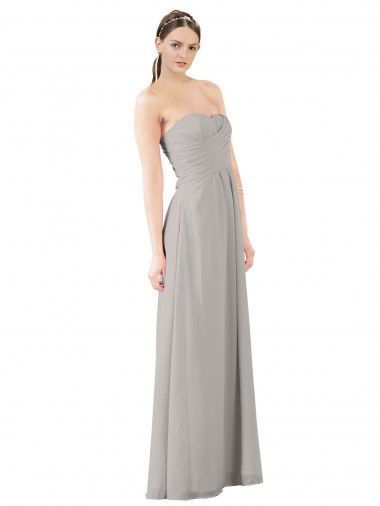 Fábrica de Chiffon Amor Comprimento Chão Sem Mangas Ostra Prata Vestidos de Madrinha