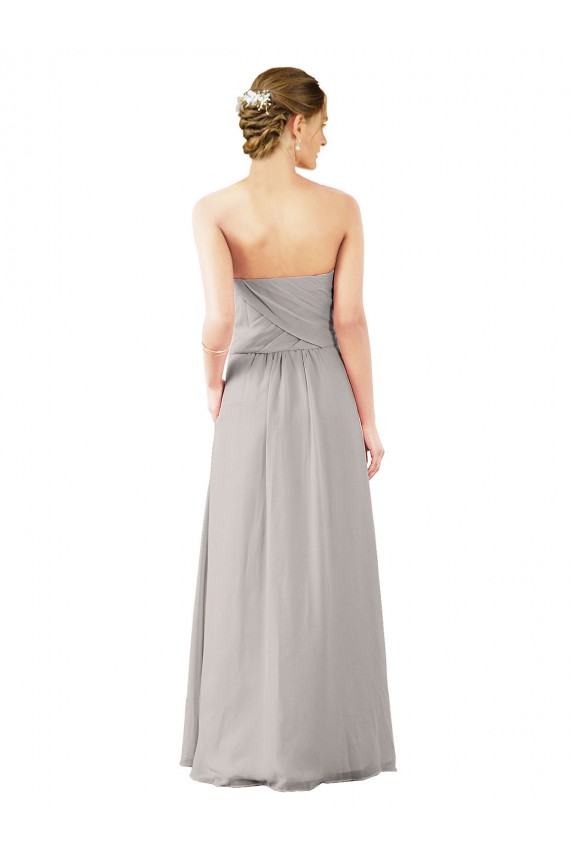 Fábrica de Chiffon Amor Comprimento Chão Sem Mangas Ostra Prata Vestidos de Madrinha