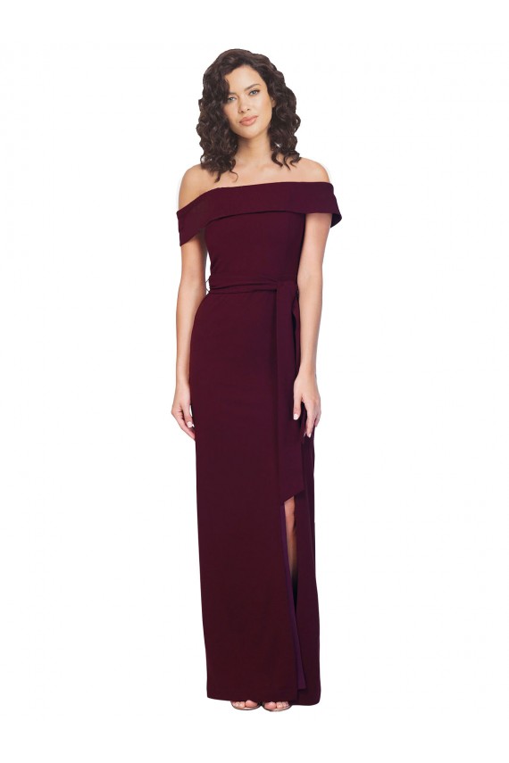 Fábrica de Lombar Crepe Esticado Fora do Ombro Comprimento Chão Sem Mangas Longo Vestidos de Madrinha / Vestidos de Noite / Vestidos de Festa