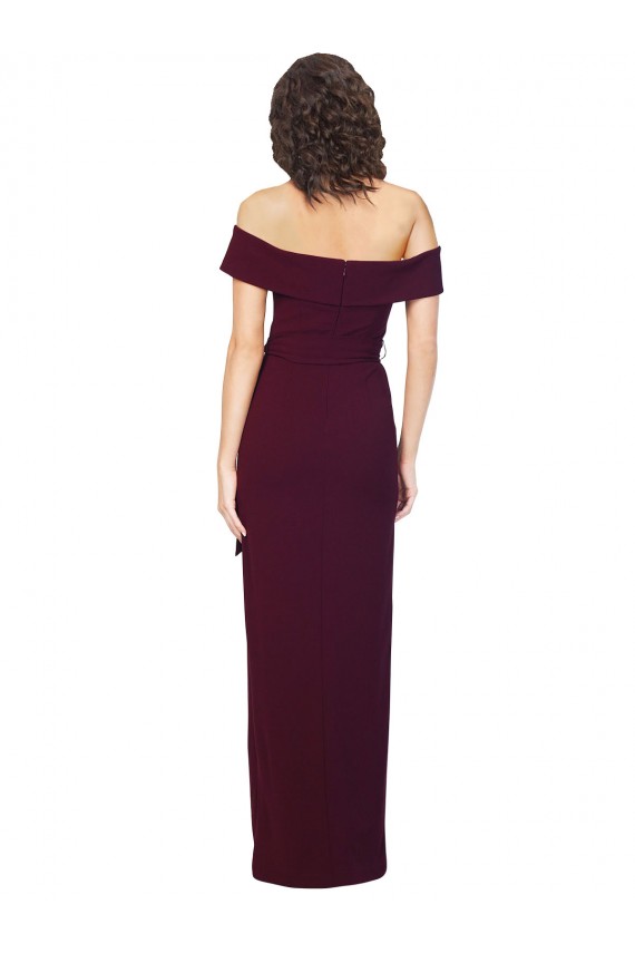 Fábrica de Lombar Crepe Esticado Fora do Ombro Comprimento Chão Sem Mangas Longo Vestidos de Madrinha / Vestidos de Noite / Vestidos de Festa