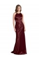 Fábrica de Cetim Elástico Alças finas Comprimento Chão Sem Mangas Linha A Vestidos de Madrinha / Vestidos de Noite / Vestidos de Festa