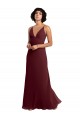 Fábrica de Costas em V Chiffon Decote V Comprimento Chão Sem Mangas Ouro Borgonha Vestidos de Madrinha
