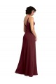 Fábrica de Costas em V Chiffon Decote V Comprimento Chão Sem Mangas Ouro Borgonha Vestidos de Madrinha