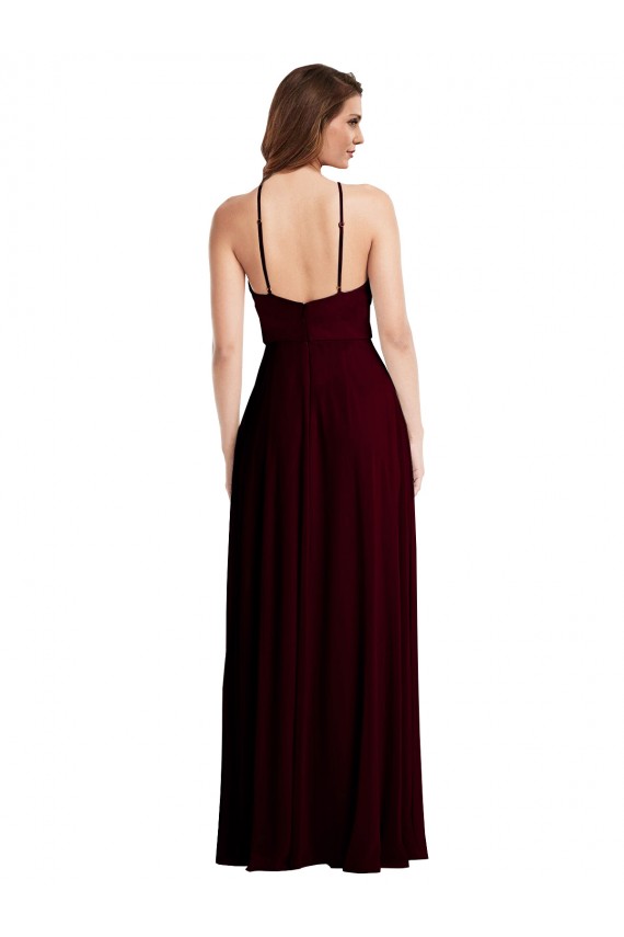 Fábrica de Lombar Chiffon Alças finas Comprimento Chão Sem Mangas Longo Vestidos de Madrinha