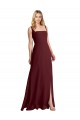 Fábrica de Lombar Chiffon Decote Quadrado Comprimento Chão Sem Mangas Vestidos de Madrinha