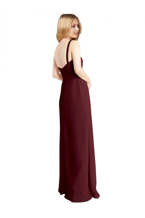 Fábrica de Lombar Chiffon Decote Quadrado Comprimento Chão Sem Mangas Vestidos de Madrinha