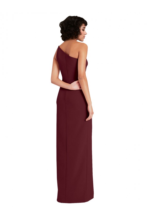 Fábrica de Crepe Esticado Um Ombro Comprimento Chão Sem Mangas Bainha Vestidos de Madrinha / Vestidos de Noite / Vestidos de Festa
