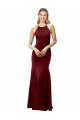 Fábrica de Criss Cruz Crepe Esticado Cabeçada Comprimento Chão Sem Mangas Sereia Vestidos de Madrinha / Vestidos de Noite / Vestidos de Festa