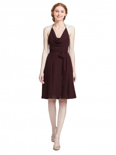 Fábrica de Chiffon Alças finas Comprimento Joelho Sem Mangas Vestidos de Madrinha / Vestidos de Cocktail / Vestidos de Homecoming