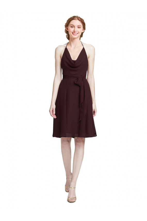 Fábrica de Chiffon Alças finas Comprimento Joelho Sem Mangas Vestidos de Madrinha / Vestidos de Cocktail / Vestidos de Homecoming