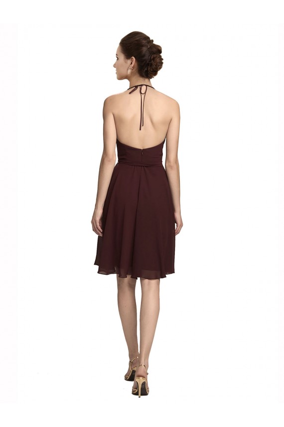 Fábrica de Chiffon Alças finas Comprimento Joelho Sem Mangas Vestidos de Madrinha / Vestidos de Cocktail / Vestidos de Homecoming