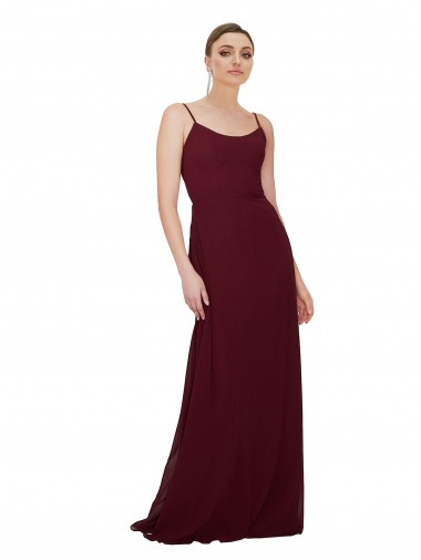 Fábrica de Buraco da fechadura Chiffon Colher Comprimento Chão Sem Mangas Vestidos de Madrinha