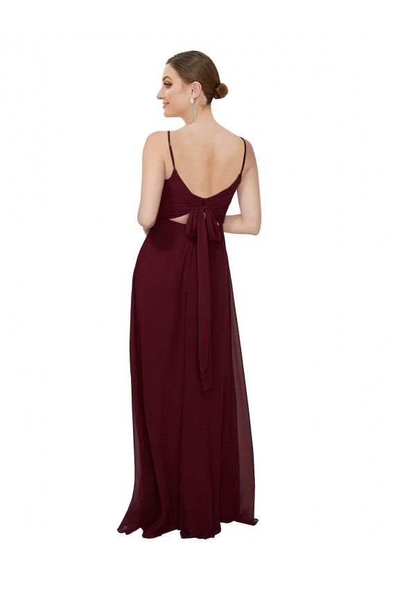 Fábrica de Buraco da fechadura Chiffon Colher Comprimento Chão Sem Mangas Vestidos de Madrinha