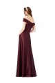 Fábrica de Cetim Fora do Ombro Comprimento Chão Mangas Curtas Vestidos de Madrinha / Vestidos de Noite / Vestidos de Festa