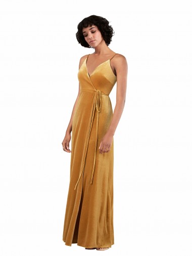 Fábrica de Costas em V Veludo Elástico Decote V Comprimento Chão Sem Mangas Coluna Vestidos de Madrinha / Vestidos de Noite / Vestidos de Festa