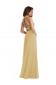 Fábrica de Criss Cruz Chiffon Cabeçada Comprimento Chão Sem Mangas Ouro Vestidos de Madrinha