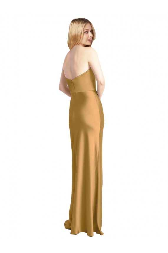 Fábrica de Cetim Elástico Sem alças Comprimento Chão Sem Mangas Vestidos de Madrinha / Vestidos de Noite / Vestidos de Festa