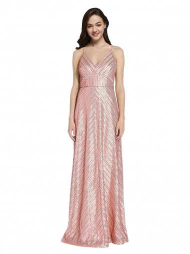 Fábrica de Lombar Lantejoulas Decote V Comprimento Chão Sem Mangas Longo Vestidos de Madrinha / Vestidos de Noite / Vestidos de Festa