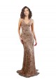 Fábrica de Abrir de volta Crepe Esticado & Lantejoulas Tule Decote V Comprimento Chão Sem Mangas Vestidos de Madrinha / Vestidos de Noite / Vestidos de Festa