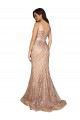 Fábrica de Costas em V Lantejoulas & Lantejoulas Espumantes Decote V Comprimento Chão Sem Mangas Sereia Vestidos de Madrinha / Vestidos de Noite / Vestidos de Festa