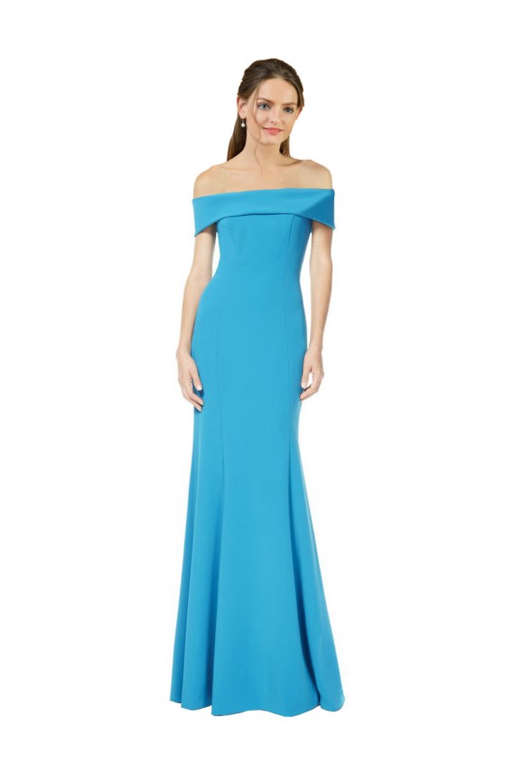 Fábrica de Crepe Esticado Fora do Ombro Comprimento Chão Sem Mangas Bainha Vestidos de Madrinha / Vestidos de Noite / Vestidos de Festa