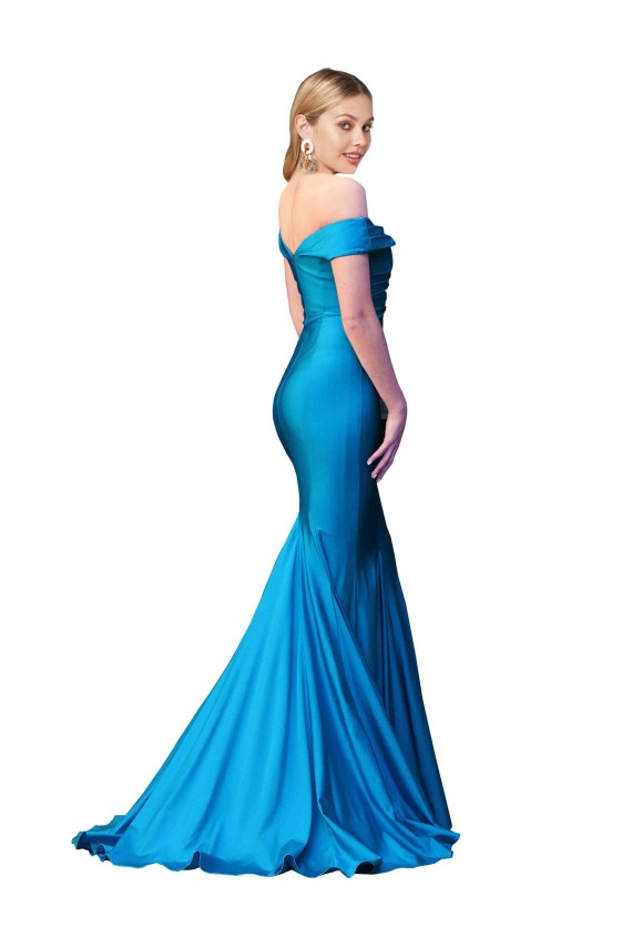 Fábrica de Cetim Fora do Ombro Comprimento Chão Sem Mangas Sereia Vestidos de Madrinha / Vestidos de Noite / Vestidos de Festa