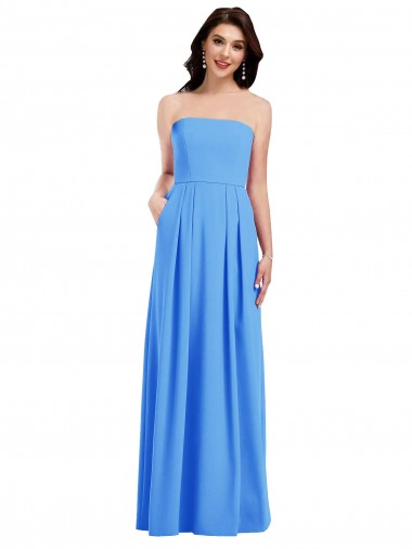 Fábrica de Lombar Crepe Esticado Sem alças Comprimento Chão Sem Mangas Longo Vestidos de Madrinha / Vestidos de Festa