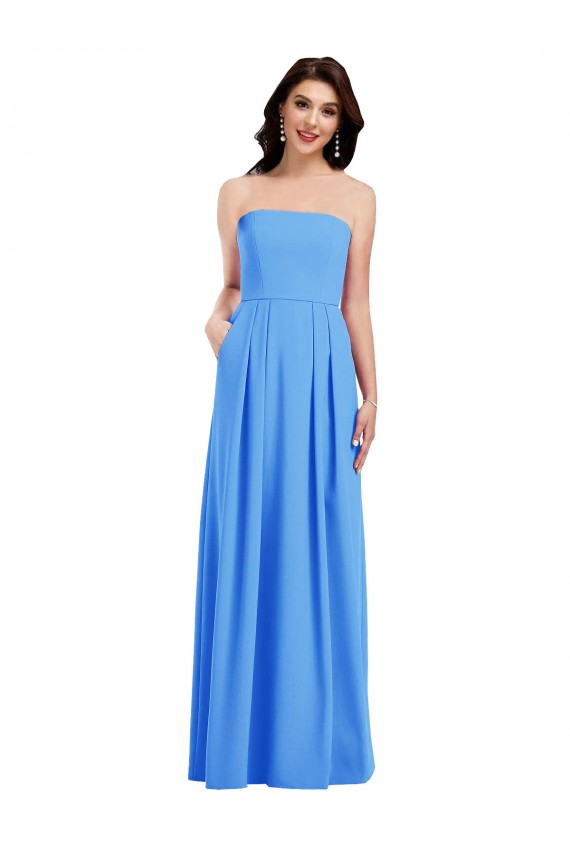 Fábrica de Lombar Crepe Esticado Sem alças Comprimento Chão Sem Mangas Longo Vestidos de Madrinha / Vestidos de Festa