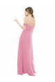 Fábrica de Chiffon Fora do Ombro Comprimento Chão Mangas Curtas Vestidos de Madrinha