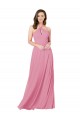 Fábrica de Buraco da fechadura Chiffon Cabeçada Comprimento Chão Sem Mangas Vestidos de Madrinha / Vestidos de Festa
