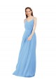 Fábrica de Lombar Chiffon Decote V Comprimento Chão Sem Mangas Bainha Vestidos de Madrinha